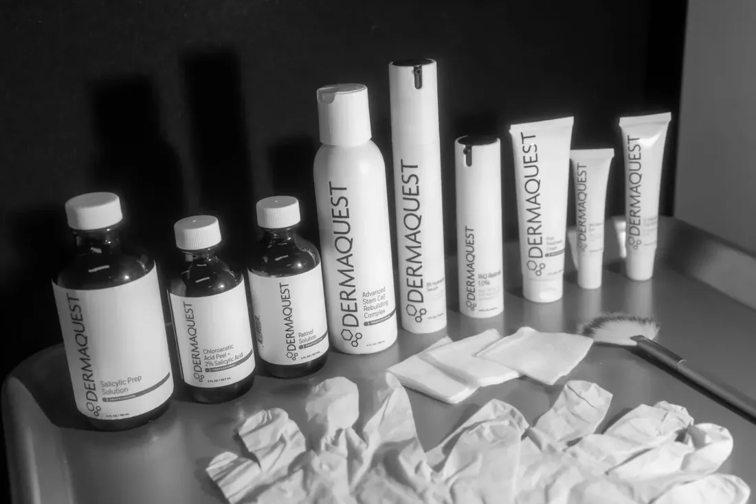 DermaQuest medical-grade peel and skin care products at Glow Med Spa